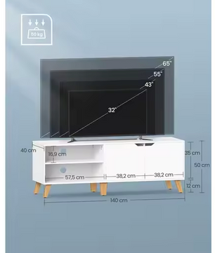 Modern Lowboard TV-Meubel Wit – 140 cm