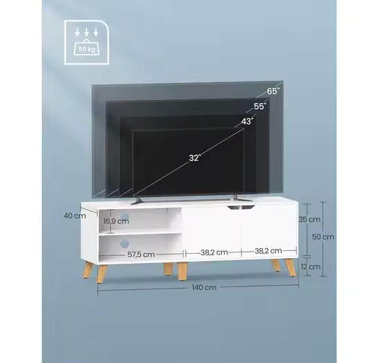 Modern Lowboard TV-Meubel Wit – 140 cm