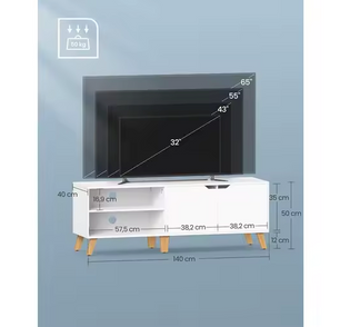Modern Lowboard TV-Meubel Wit – 140 cm