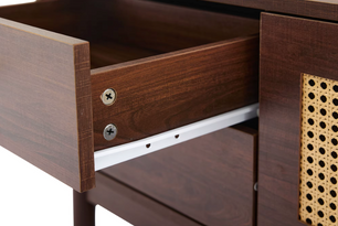 Luxe Tv-Meubel 180cm – Donkere Houtlook met Rotan Deuren