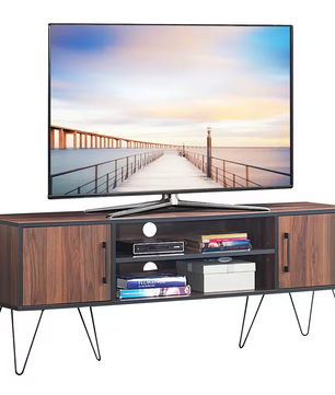 Design TV-Meubel – Retro Stijl met Open Planken en Metalen Haarspeldpoten
