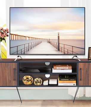 Design TV-Meubel – Retro Stijl met Open Planken en Metalen Haarspeldpoten
