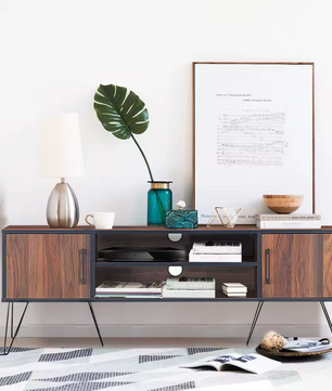 Design TV-Meubel – Retro Stijl met Open Planken en Metalen Haarspeldpoten