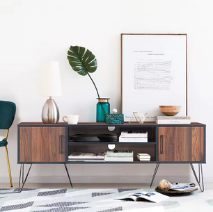 Design TV-Meubel – Retro Stijl met Open Planken en Metalen Haarspeldpoten