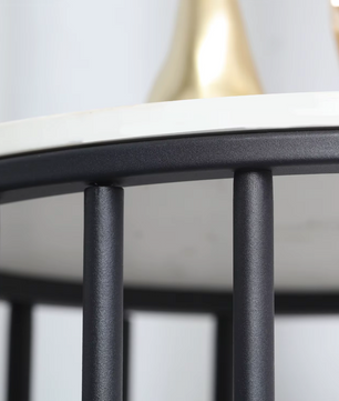 Moderne Bijzettafel met Gesinterd Stenen Tafelblad – Zwart Frame
