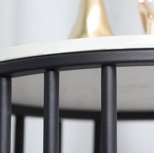 Moderne Bijzettafel met Gesinterd Stenen Tafelblad – Zwart Frame