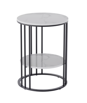 Moderne Bijzettafel met Gesinterd Stenen Tafelblad – Zwart Frame