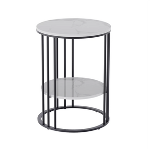 Moderne Bijzettafel met Gesinterd Stenen Tafelblad – Zwart Frame