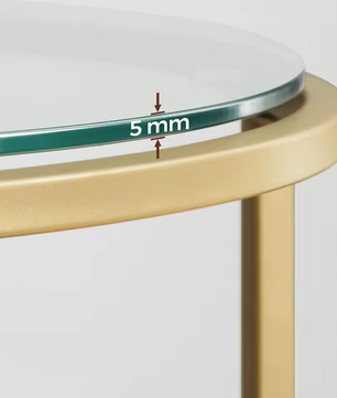 Luxe Ronde Bijzettafel met Glazen Tafelblad en Gouden Metalen Frame