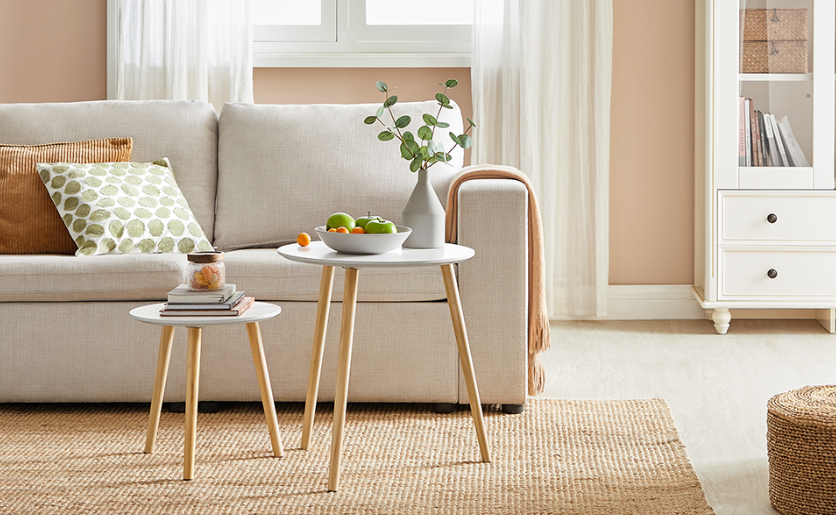 Set van 2 Scandinavische Ronde Bijzettafels