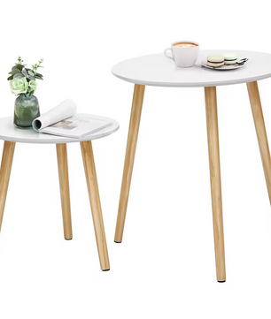 Set van 2 Scandinavische Ronde Bijzettafels