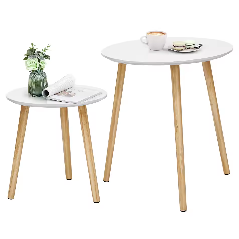 Set van 2 Scandinavische Ronde Bijzettafels