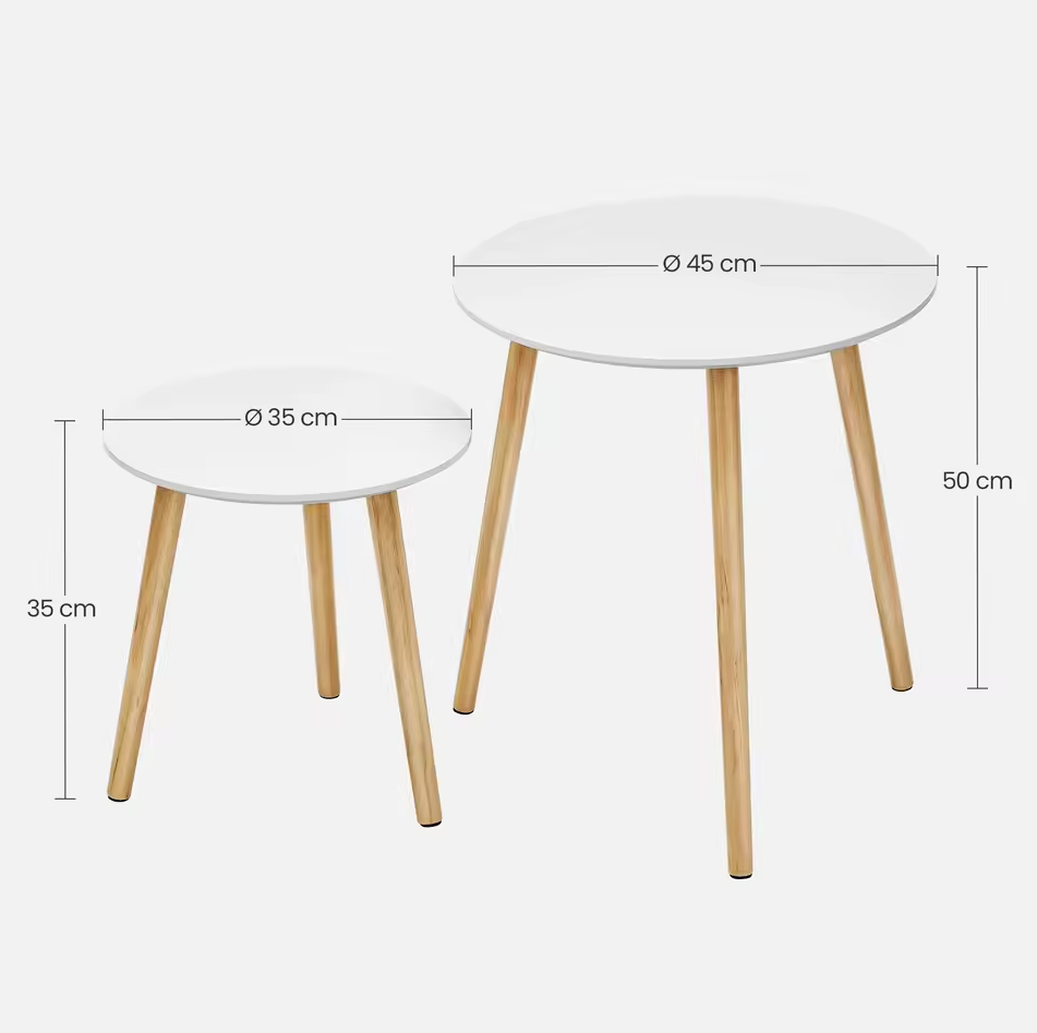 Set van 2 Scandinavische Ronde Bijzettafels