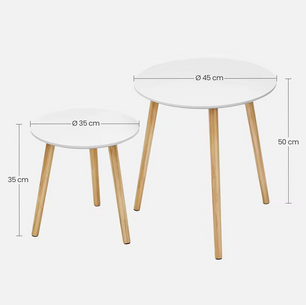 Set van 2 Scandinavische Ronde Bijzettafels