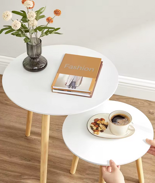 Set van 2 Scandinavische Ronde Bijzettafels
