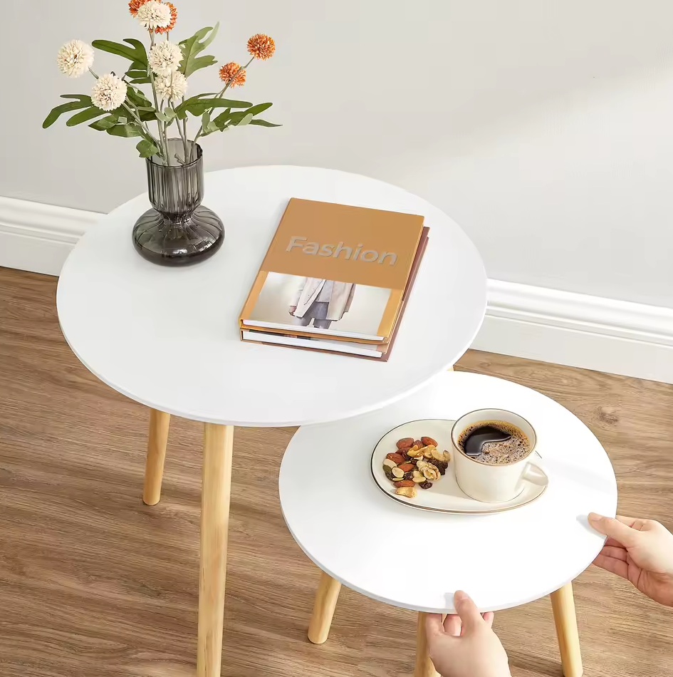Set van 2 Scandinavische Ronde Bijzettafels