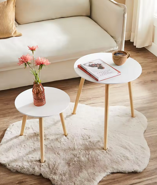 Set van 2 Scandinavische Ronde Bijzettafels