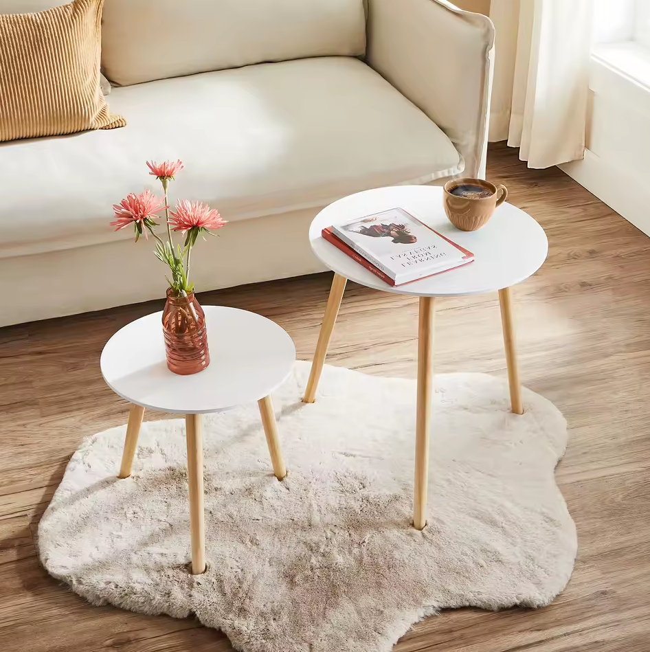 Set van 2 Scandinavische Ronde Bijzettafels