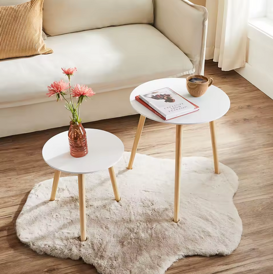 Set van 2 Scandinavische Ronde Bijzettafels