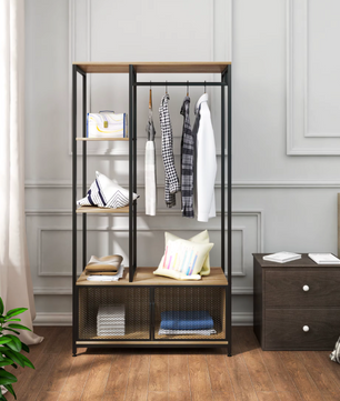 Sedia Vintage Kledingkast met Open Opbergrek en Kast