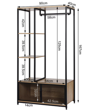 Sedia Vintage Kledingkast met Open Opbergrek en Kast