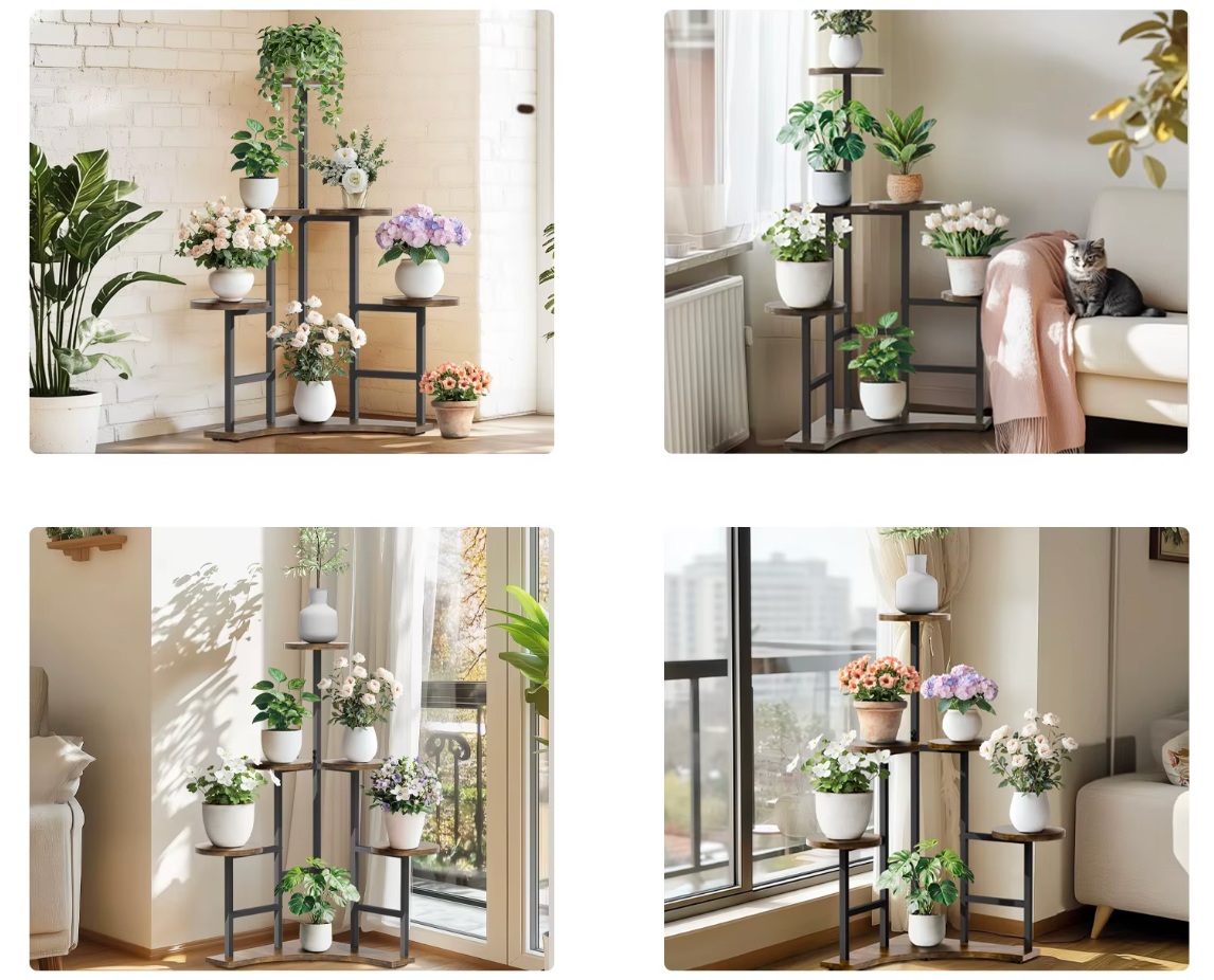 6-laags Hoekplantenrek – Vintage Look