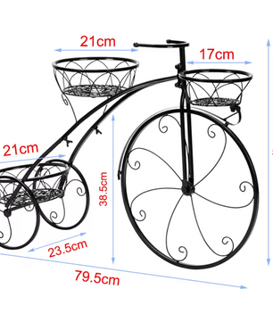 Fiets Bloemenrek – Smeedijzeren Driewieler Bloemenrek voor Binnen & Buiten