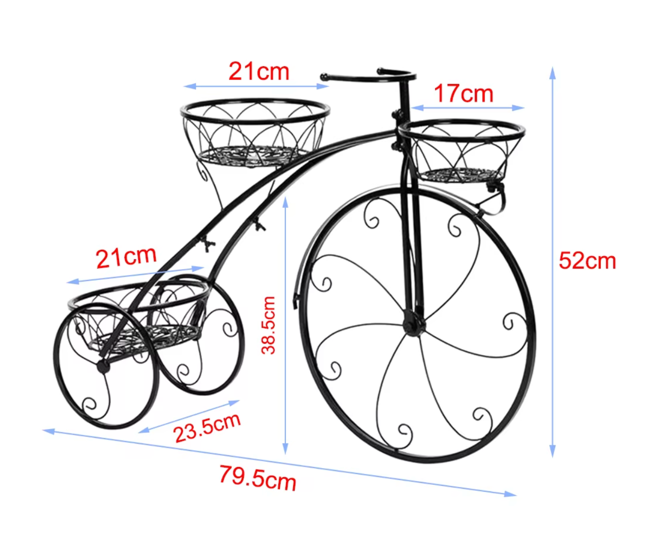 Fiets Bloemenrek – Smeedijzeren Driewieler Bloemenrek voor Binnen & Buiten