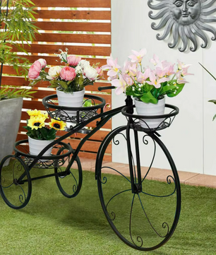 Fiets Bloemenrek – Smeedijzeren Driewieler Bloemenrek voor Binnen & Buiten