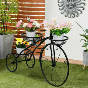 Fiets Bloemenrek – Smeedijzeren Driewieler Bloemenrek voor Binnen & Buiten
