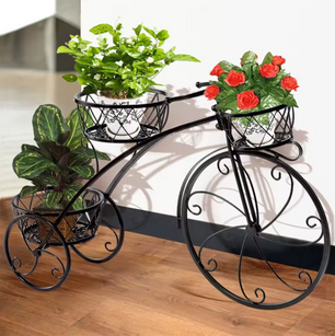 Fiets Bloemenrek – Smeedijzeren Driewieler Bloemenrek voor Binnen & Buiten