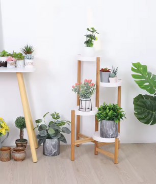 4-Lagen Bamboe Plantenstandaard – Hoekmodel voor Binnengebruik in Nordic Stijl