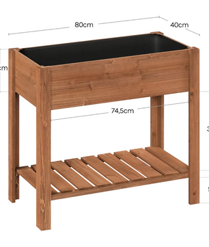 Houten Verhoogde Plantenkast met Bloembakplank – 80x75x40 cm – Massief dennenhout