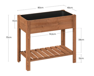 Houten Verhoogde Plantenkast met Bloembakplank – 80x75x40 cm – Massief dennenhout
