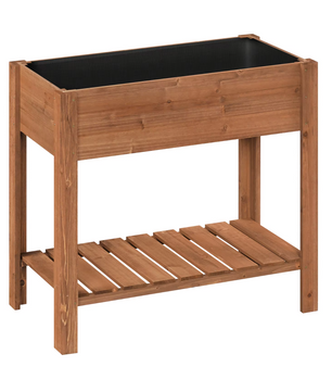 Houten Verhoogde Plantenkast met Bloembakplank – 80x75x40 cm – Massief dennenhout