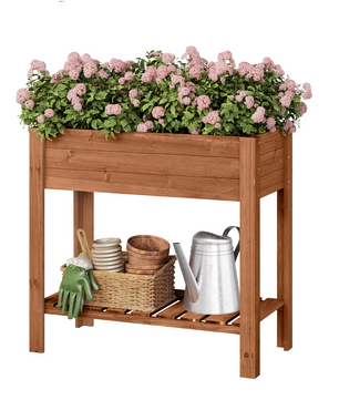 Houten Verhoogde Plantenkast met Bloembakplank – 80x75x40 cm – Massief dennenhout
