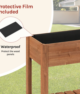 Houten Verhoogde Plantenkast met Bloembakplank – 80x75x40 cm – Massief dennenhout
