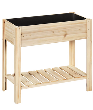 Houten Verhoogde Plantenkast met Bloembakplank – 80x75x40 cm – Massief dennenhout