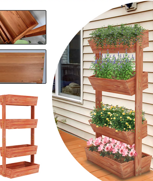 4-Laags Verhoogde Plantenbak met Ladderdesign
