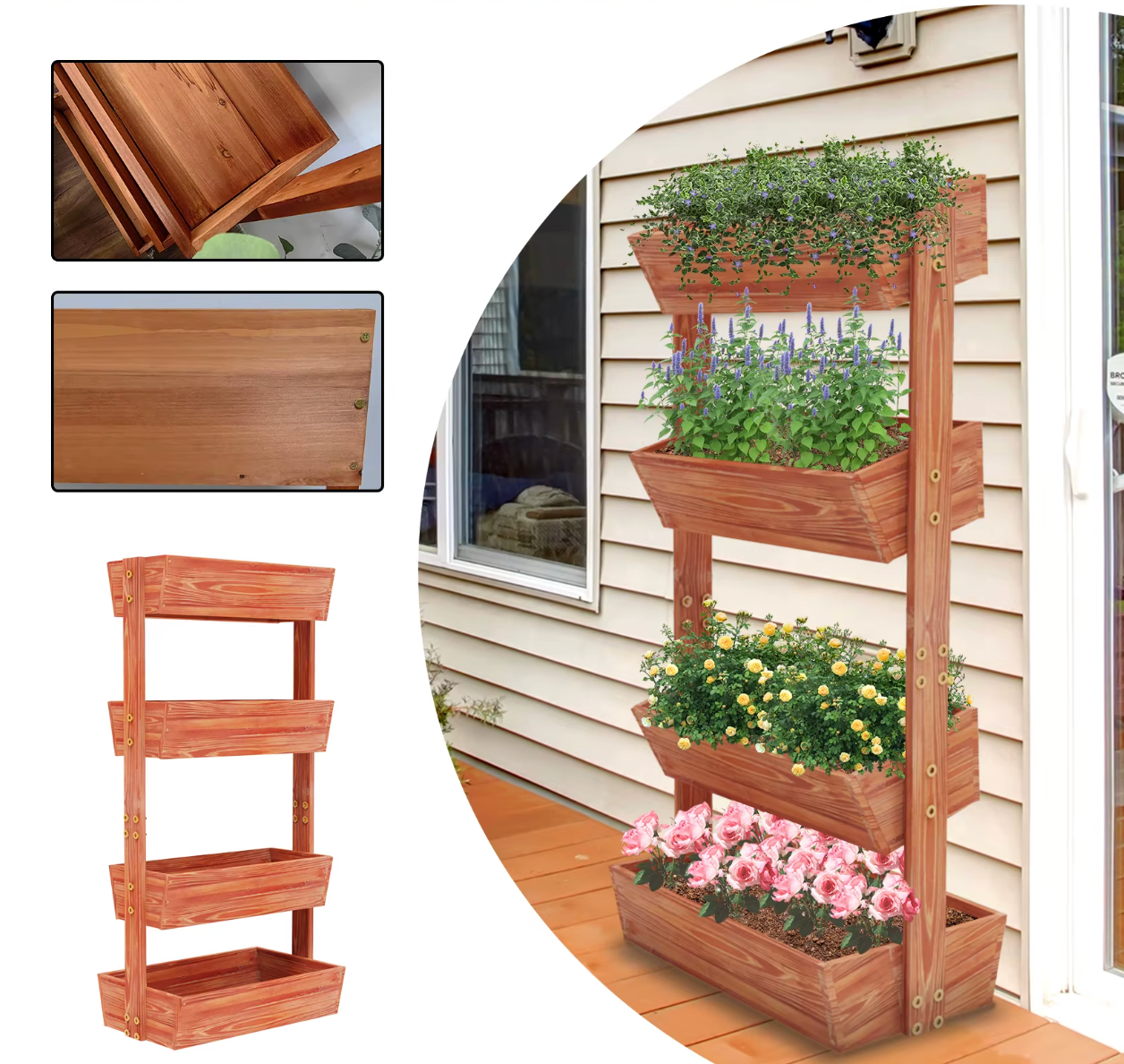 4-Laags Verhoogde Plantenbak met Ladderdesign