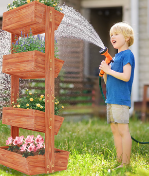 4-Laags Verhoogde Plantenbak met Ladderdesign