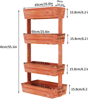 4-Laags Verhoogde Plantenbak met Ladderdesign