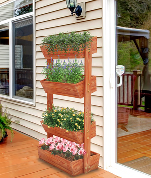4-Laags Verhoogde Plantenbak met Ladderdesign