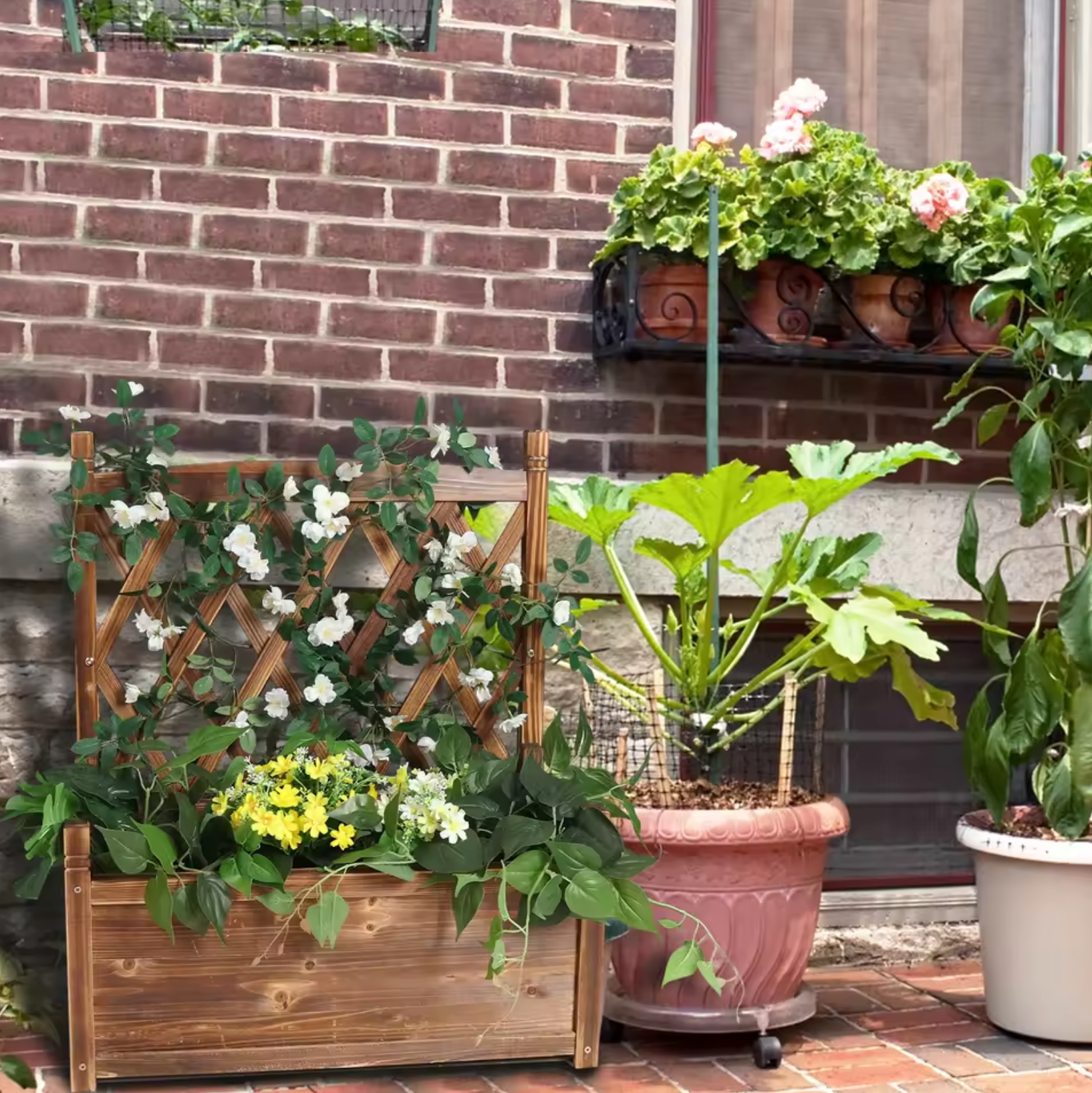 Groot Verhoogde Plantenbak met Latwerk – Grenenhout