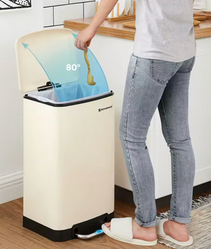 Beige Prullenbak van 30L – Stijlvol, Hygiënisch en Ruimtebesparend