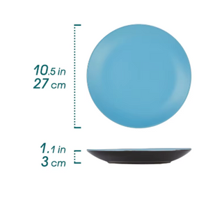 Serviesset 16-delig of 32-delig – Mat Zwart & Blauw Steengoed met Dinerborden, Dessertborden, Kommen en Mokken