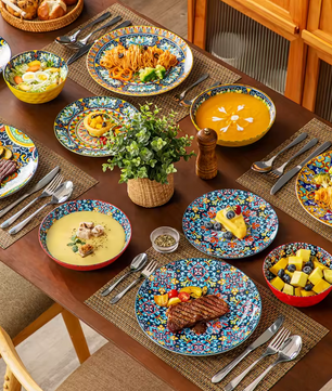 Boheemse Stijl Serviesset 24-Delig of 48-Delig - Keramisch Servies
