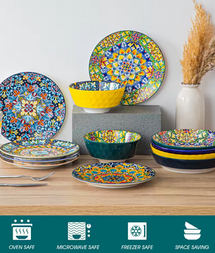 Boheemse Stijl Serviesset 24-Delig of 48-Delig - Keramisch Servies
