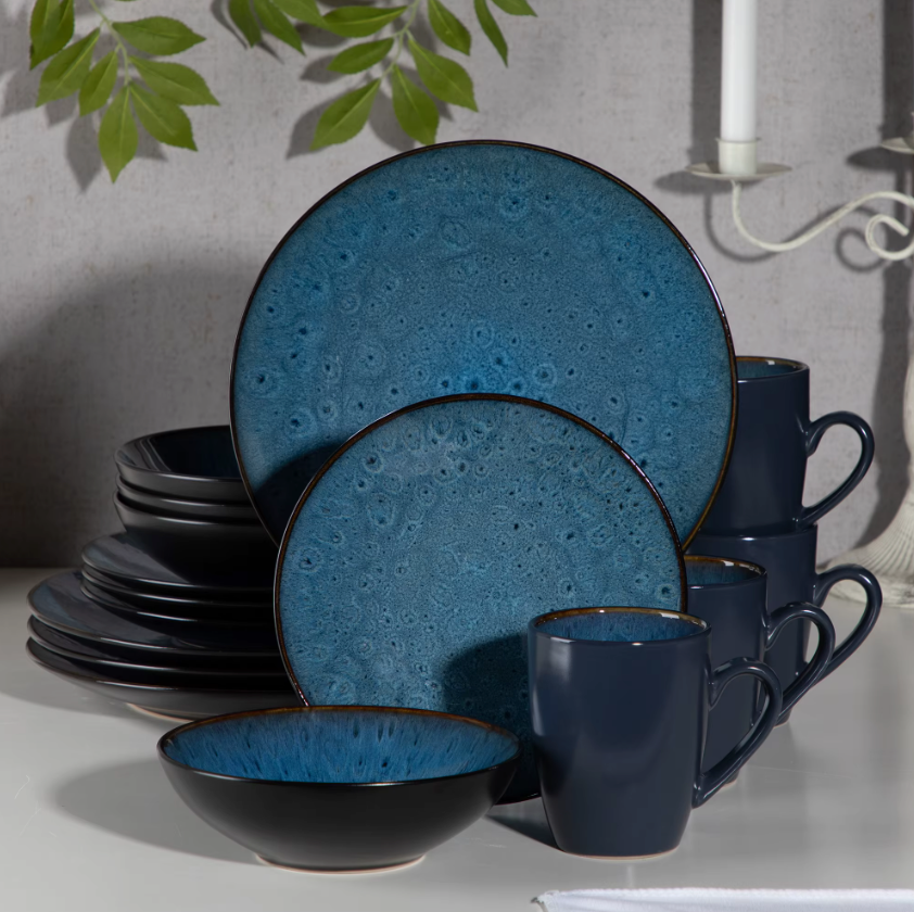 Nordic Stijl Serviesset 16-Delig / 32-Delig / 48-Delig – Keramisch Set Vintage Blauw