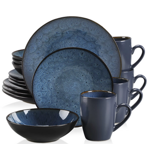 Nordic Stijl Serviesset 16-Delig / 32-Delig / 48-Delig – Keramisch Set Vintage Blauw